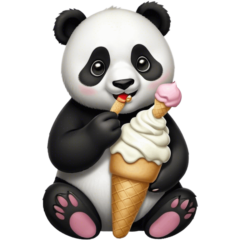 Panda eating ice cream emoji