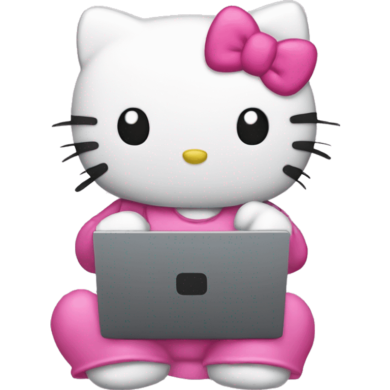 Hello kitty with a laptop emoji