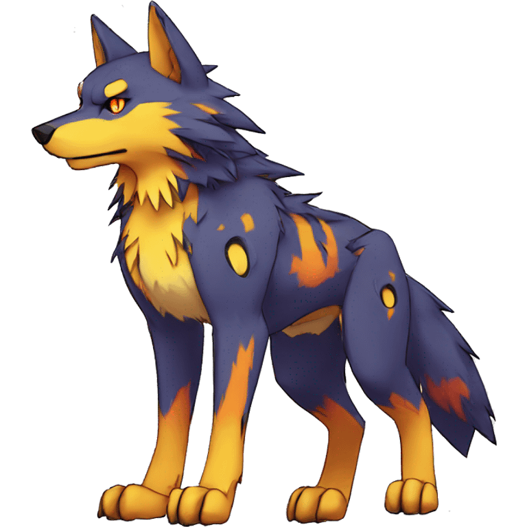  Cool Edgy Colorful Digimon-Fakemon-Wolf with edgy markings full body emoji