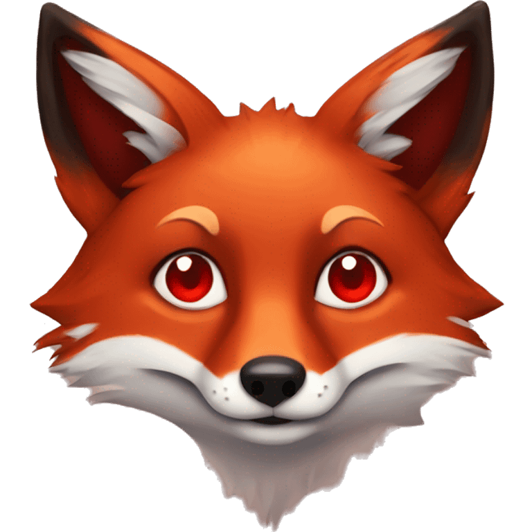 dark red fox face with tiny red heart instead of eyes emoji