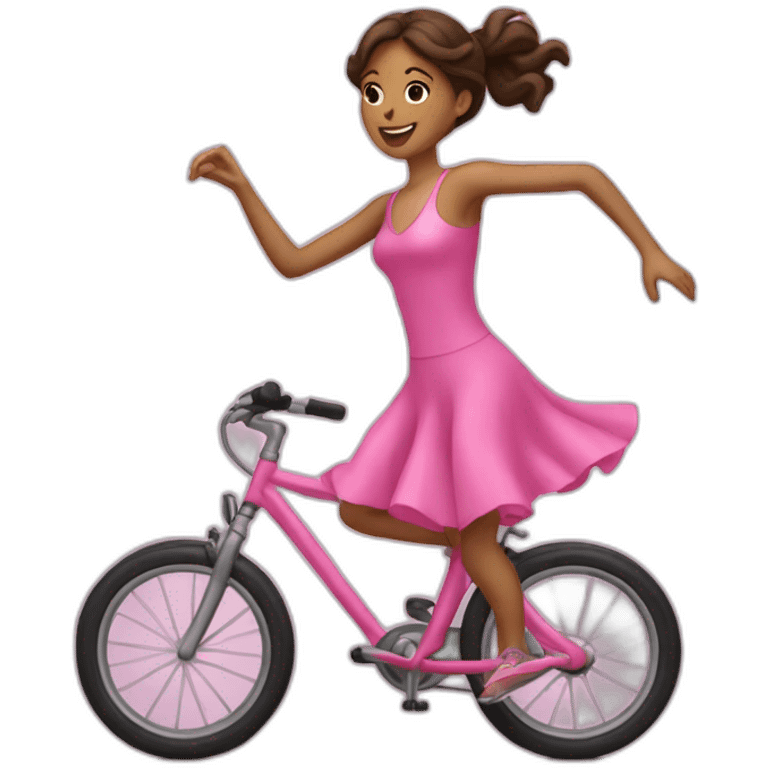 Dancing brunette in pink bicycles emoji