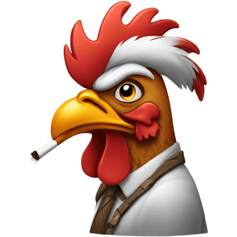 Sad rooster smoking  emoji