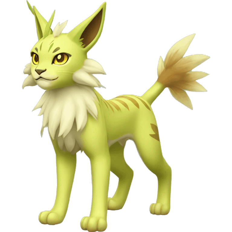 Grass-type Fakémon-Lynx-Leafeon full body emoji