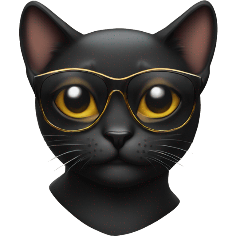 Black female cat with leopar sunglasses  emoji