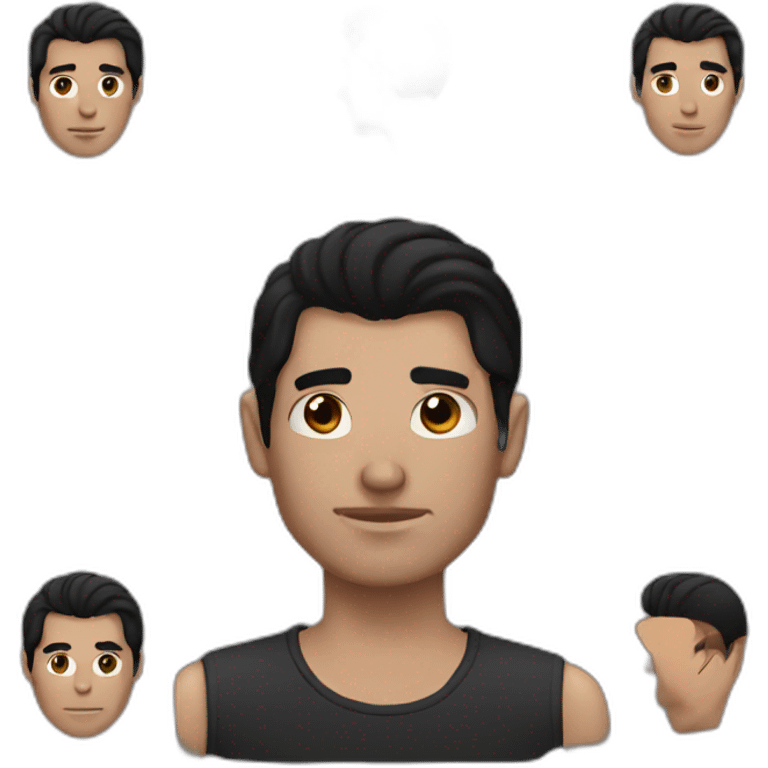 Man with black hair emoji