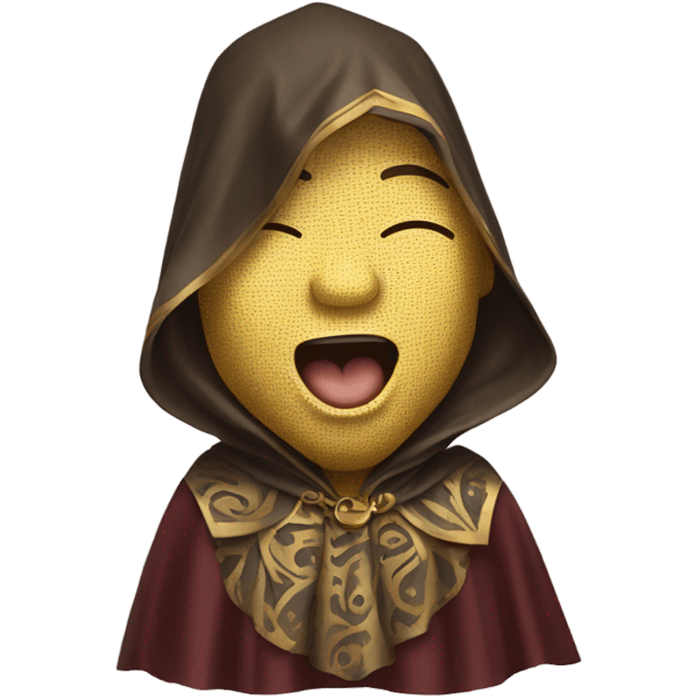 Yawning emoji with a cape emoji