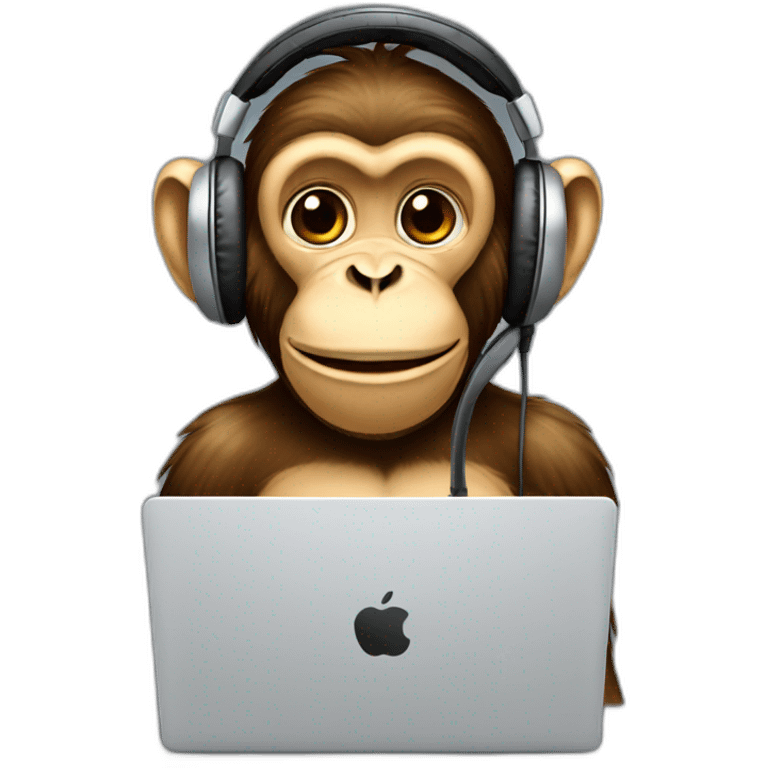 monkey in headphones at the computer emoji