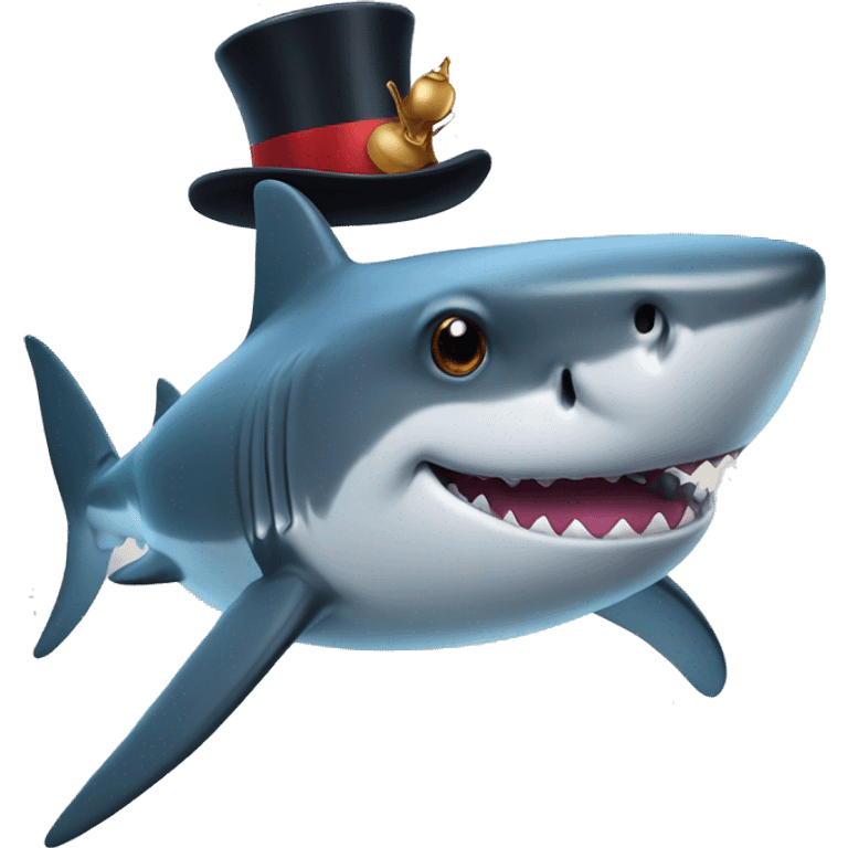 Shark with a top hat emoji