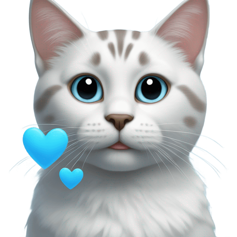 Cat with skyblue hearts emoji