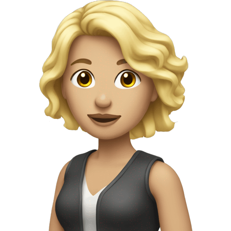 A blonde women with blond hair holding a buqete emoji