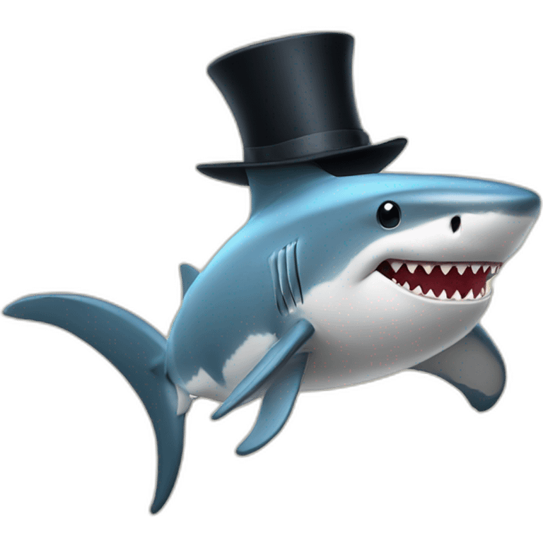 Shark with a top hat emoji