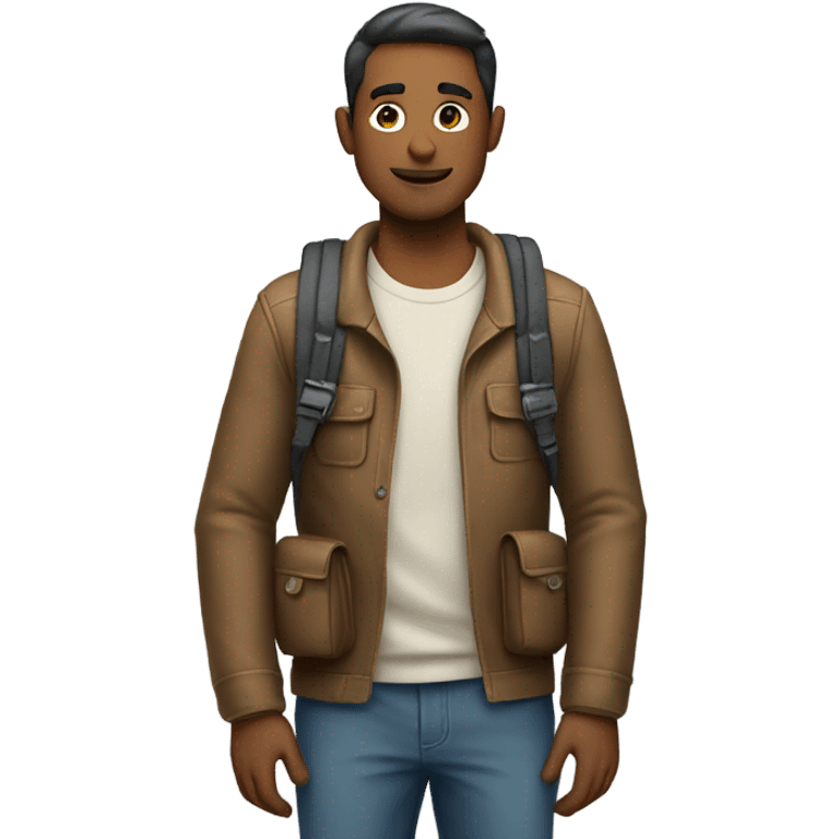 Guy with backpack with hands in his pocket  emoji