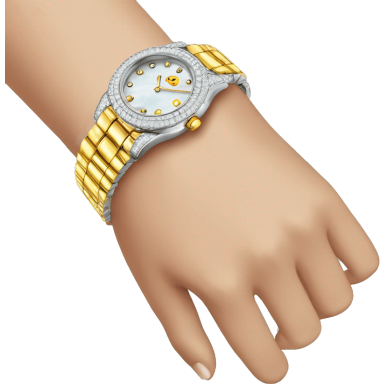 Diamond watch on wrist emoji