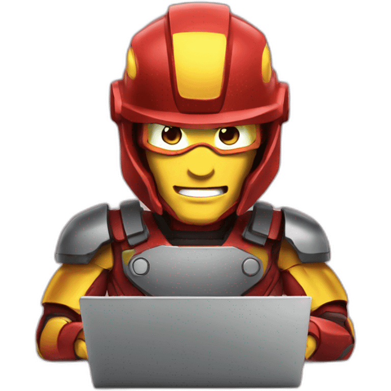 homem de ferro digitando no notebook emoji