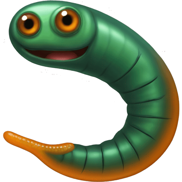 Eight-eyed Dark green and orange medicinal leech with oral suction and caudal suction emoji