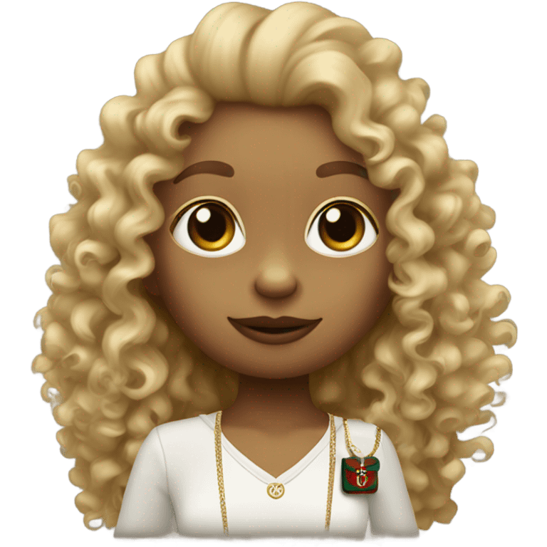 Blond Curly haired girl monkey with gucci little cross bag emoji