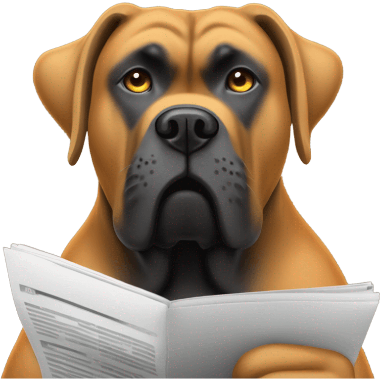 An orange-colored Cane Corso reading the news. emoji