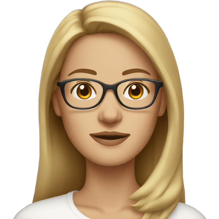 White woman with gold thin glasses and light brown hair emoji