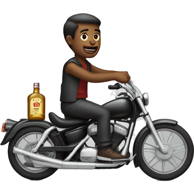 Guy on a bike with a bottle of spirits in his hand emoji