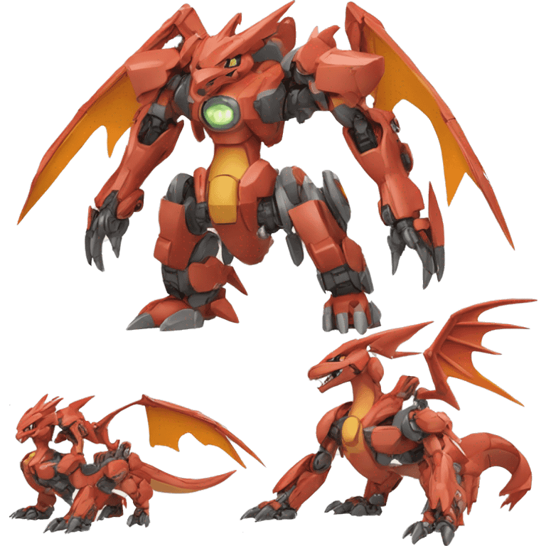 Mechanical Guilmon-Charizard-Medabot-Mecha full body emoji