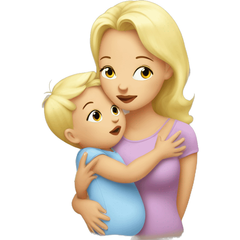 baby kissing mommy blonde emoji