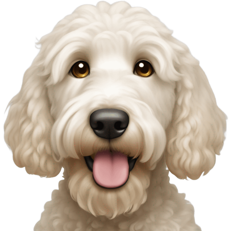 White goldendoodle face tan ears emoji