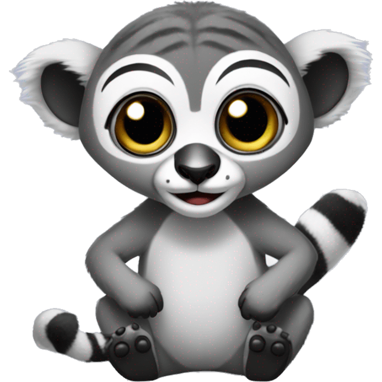 big eyed happy lemur wearing slippers emoji