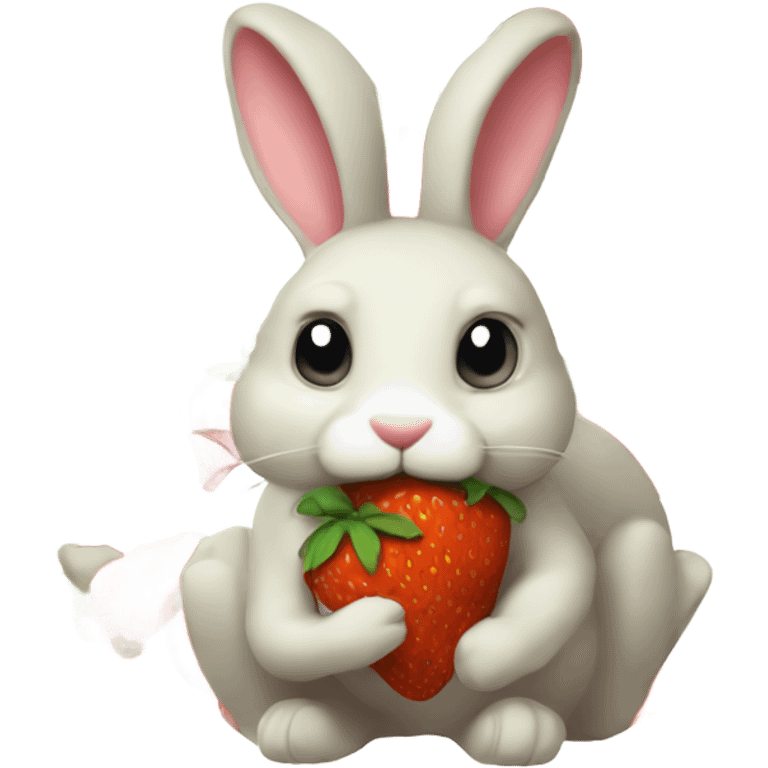 bunny eating a strawberry emoji