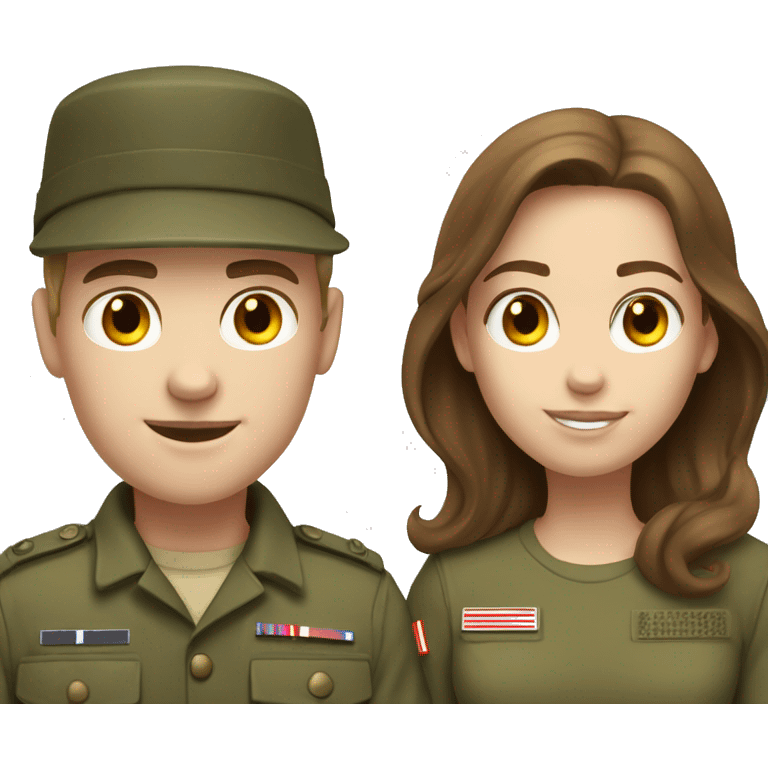 Army boy white skin with girlfriend brown hair  emoji