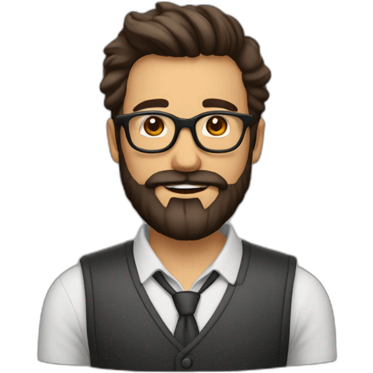 Homme brun barbe lunettes emoji