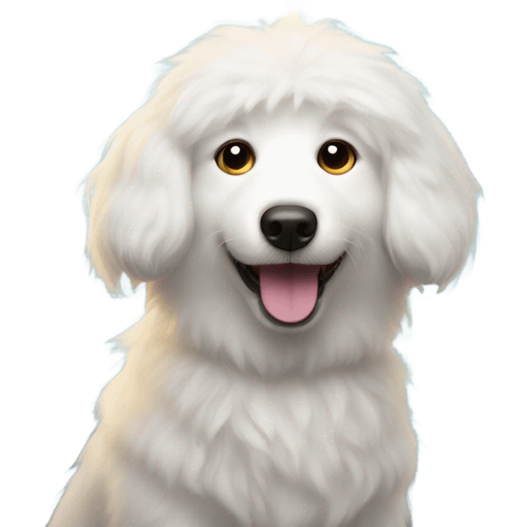 white fluffy dog with halo emoji