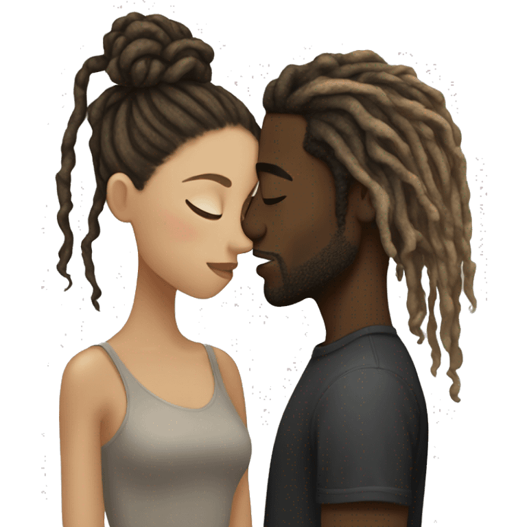 Black man with black dreads  kissing white girl with long brown and blonde hair  emoji