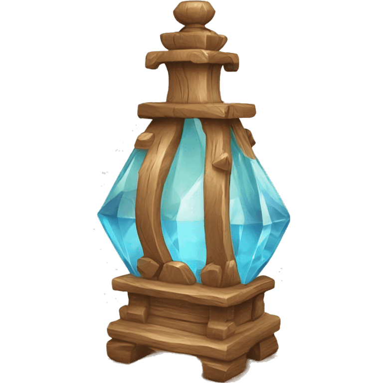 A beautiful crystal vial held by an ornate wooden structure emoji