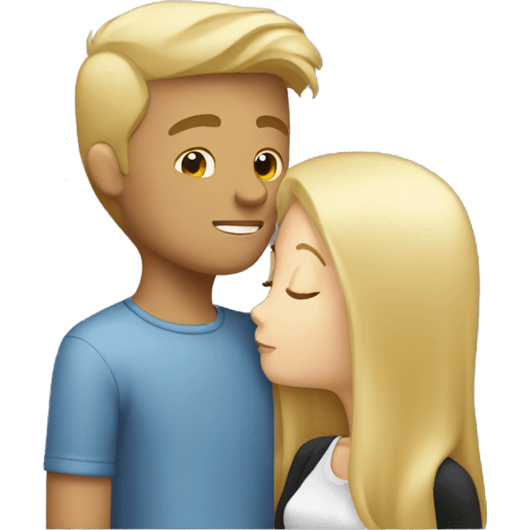 blonde boyfriend kissing brunette girl emoji