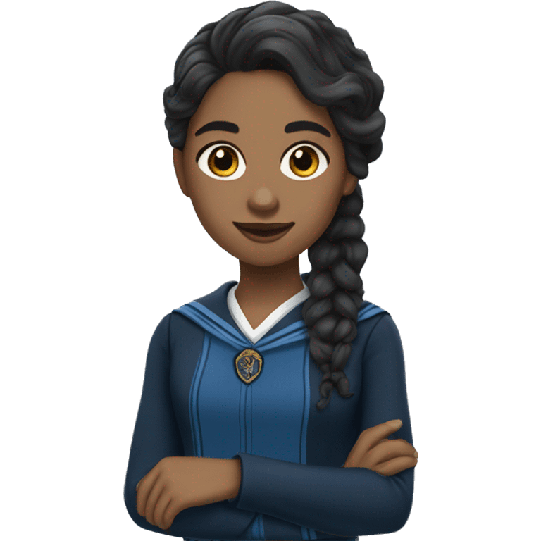 Ravenclaw Girl black wavy hair very light brown skin emoji