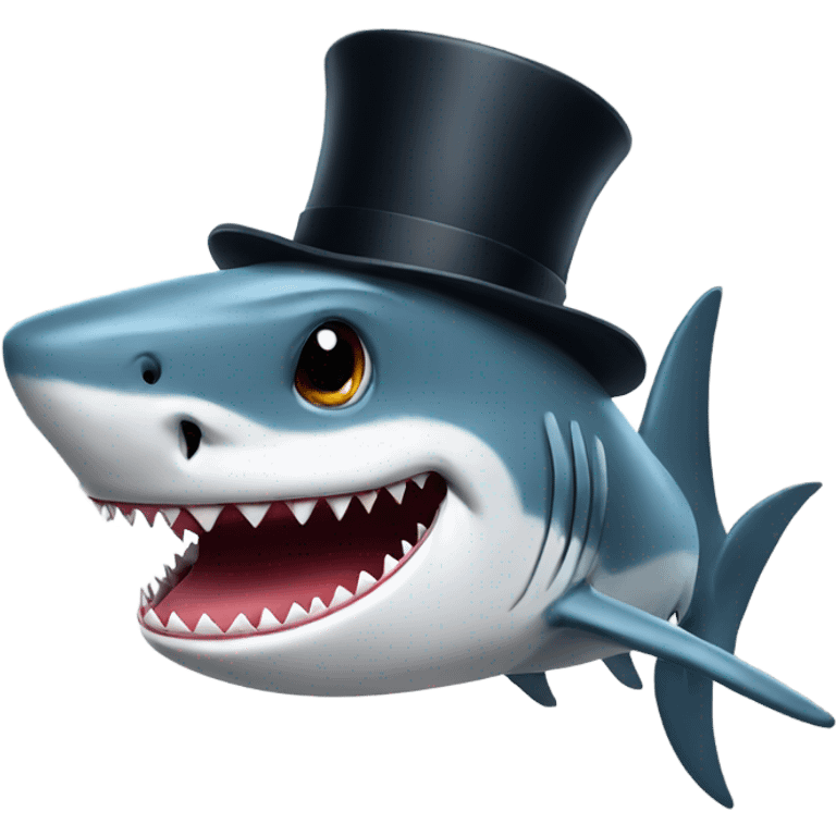 Shark with a top hat emoji