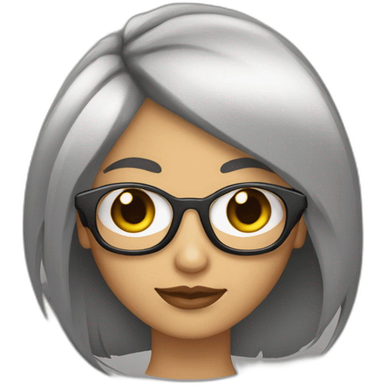 Mujer con pelo largo gafas morena y ojos oscuros emoji