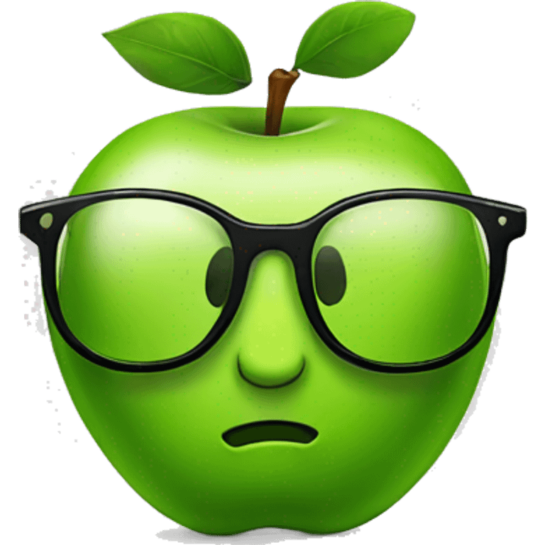 green apple with glasses emoji