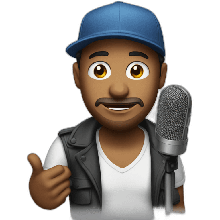 Stand Up actor width skin with microphone in a cap emoji