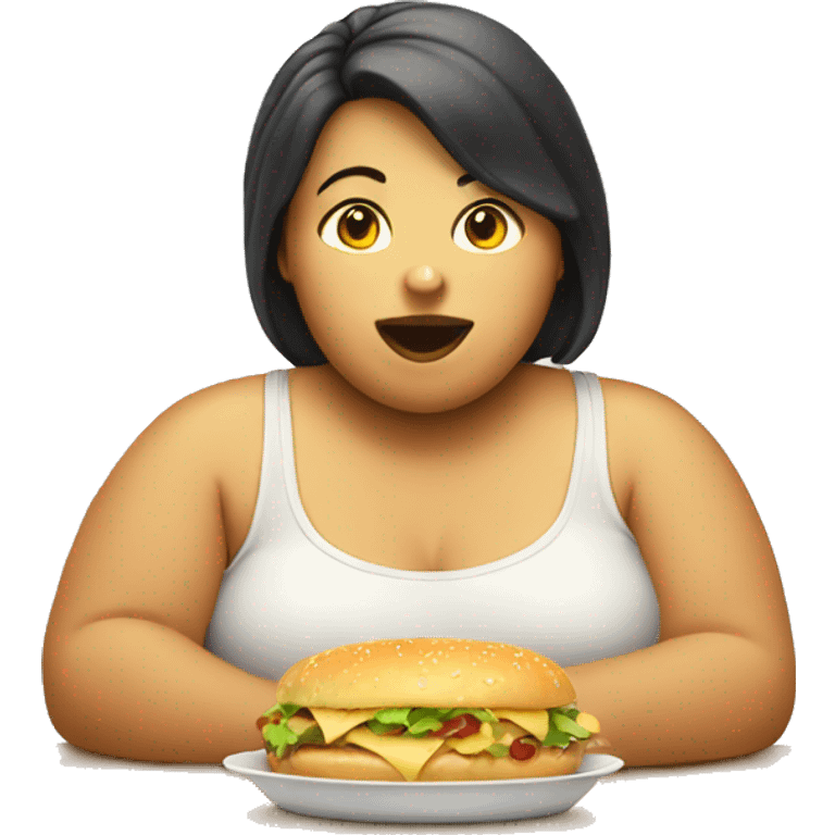 fat light girl eating emoji