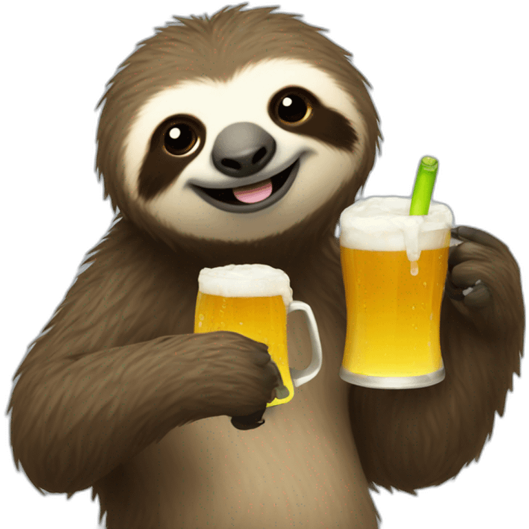 sloth drinking beer with a caterpillar emoji