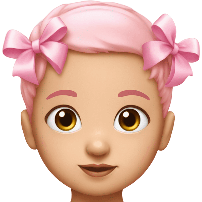 baby pink smiley little bows on head and eyelashes  emoji