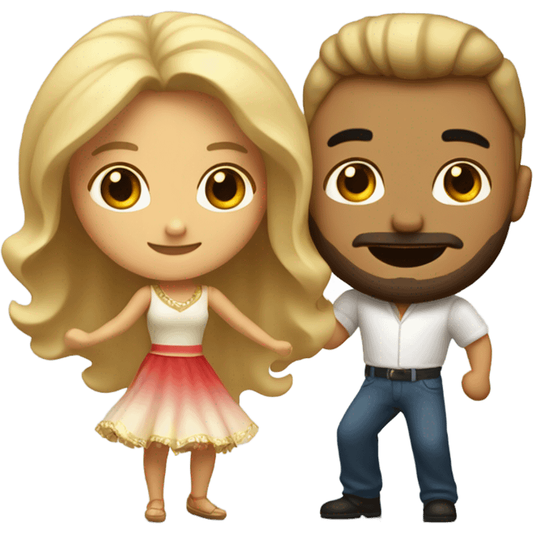 Puerto rican beard short hair with long blonde hair girl dancing emoji