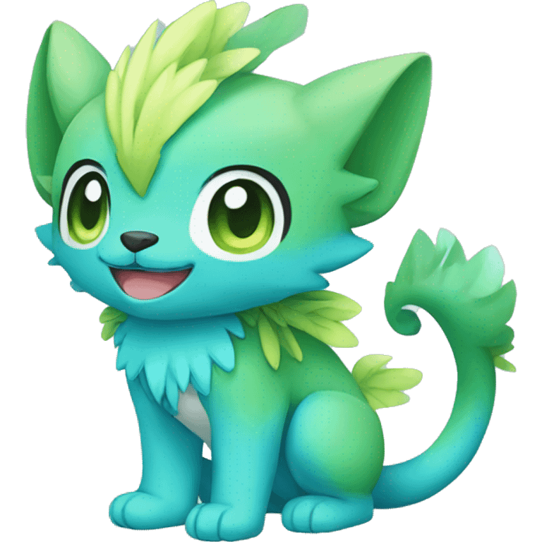 Cute cool green blue animal hybrid Fakemon full body emoji