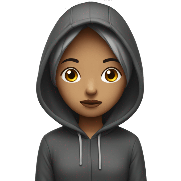 sad girl wearing hoodie emoji