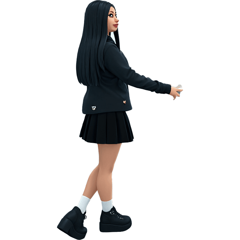 girl in black skirt indoors emoji