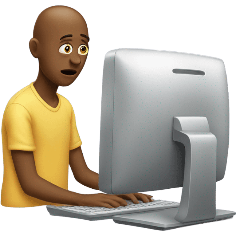 Weird person looking at computer emoji