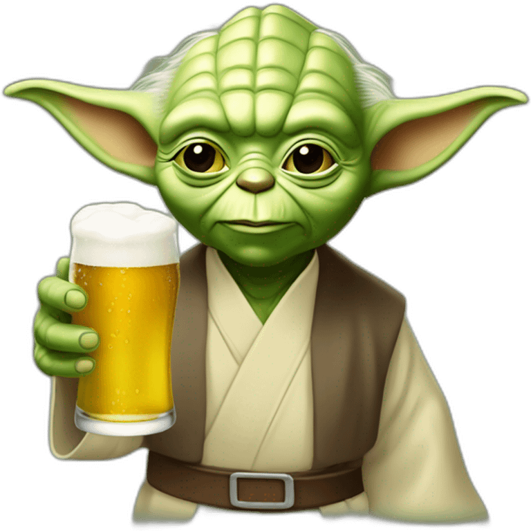 Maitre Yoda boie une biere emoji