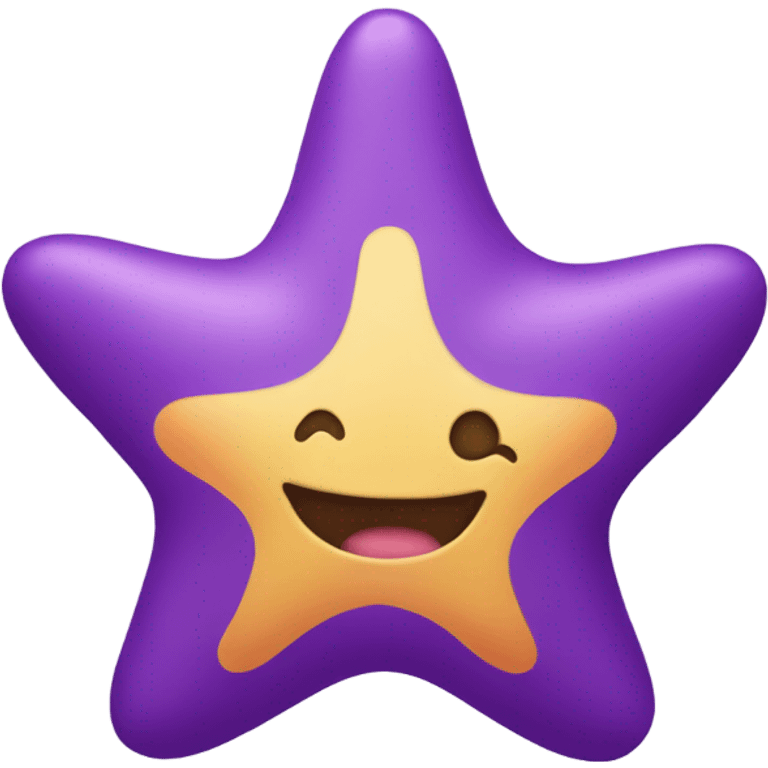 a starfish in purple shorts with a smiley face emoji