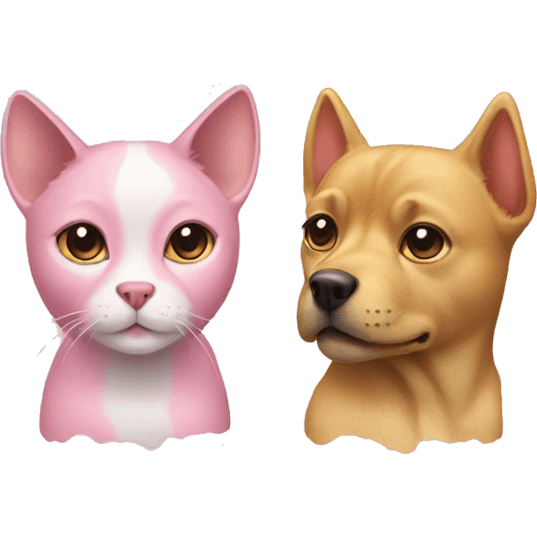 pink and gold cat and dog emoji